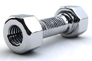 Shiny Metal Nut and Bolt Close-Up - Industrial Hardware for Construction and Engineering Projects photo