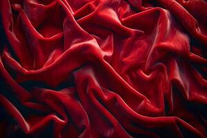 Luxurious Red Silk Fabric with Soft Waves and Elegant Texture for Elegant Design photo