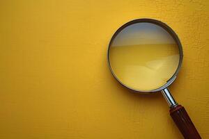 Magnifying Glass on Yellow Textured Background - Exploration and Discovery Concept for Digital and Print Usage photo