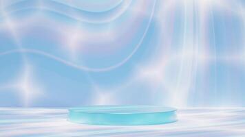 3d stage podium empty with geometric cosmetic showcase pedestal, rainbow colors bubble, abstract background. minimal modern scene, 3d render illustration video