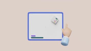 3d charts, graph with businessman hands pointing, check, analysis business financial data isolated. Online marketing business strategy, target search concept, 3d illustration render video