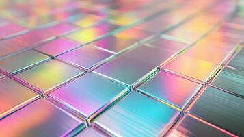 A colorful pattern of squares is displayed on a dark background. photo