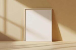Vertical frame for mockup. room interior with mock up photo frame.
