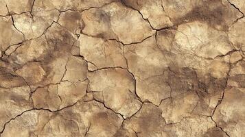 A cracked and broken surface with a lot of dirt and debris. The image has a rough and rugged appearance. photo