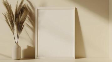 Vertical frame for mockup. room interior with mock up photo frame.