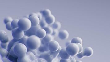 Slow motion abstract meta balls 3D render animation flying blue violet metaballs moving molecules ads background business education medical presentation backdrop motion spheres particles template video