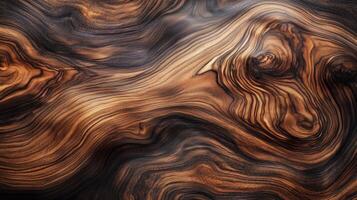 A piece of wood with a very intricate and detailed grain pattern. The wood appears to be aged and has a warm, earthy tone. The texture of the wood is rough and uneven, with many small knots and ridges photo