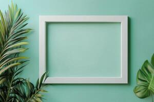 Vertical frame for mockup. room interior with mock up photo frame.
