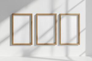 Vertical frame for mockup. room interior with mock up photo frame.