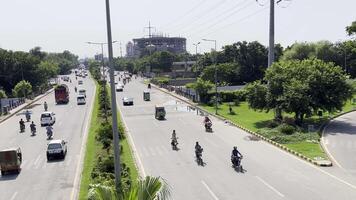 a view of the road from above with traffic in Lahore on September 07, 2024. video
