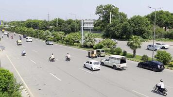 a view of the road from above with traffic in Lahore on September 07, 2024. video