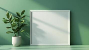 Vertical frame for mockup. room interior with mock up photo frame.