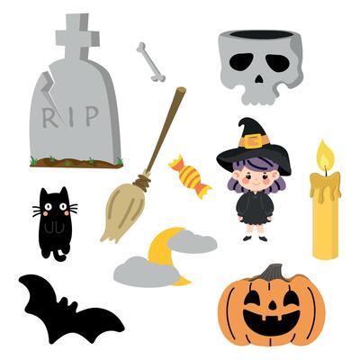 halloween element collection Flat design