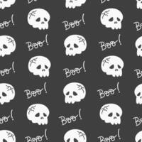 Seamless Skull Pattern for Halloween on a dark background vector