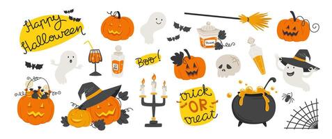 Halloween Element Set with Ghosts, Pumpkins, Potions vector