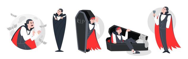 Vampire Character for Halloween in flat style vector