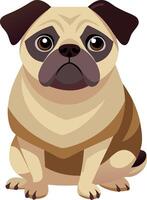 A cartoon dog with a sad expression sits on a white background vector