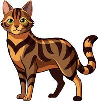 A cat with a green eye stands in front of a white background vector