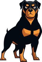 A cartoon dog with a black and brown coat stands in front of a white background vector