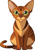 A cat with green eyes is sitting on a white background vector