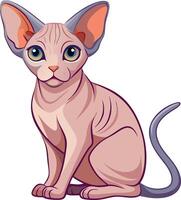 A cat with a pink coat and a blue eye is sitting on a white background vector