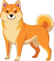 A cute dog with a fluffy tail and a big smile on its face vector