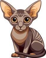 A cat with a pointed ear and a yellow eye is sitting on a white background vector