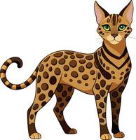 A cat with green eyes stands on a white background vector