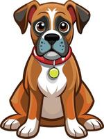 A cartoon dog with a red collar sits on a white background vector