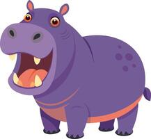 A cartoon hippo with a big smile on its face vector