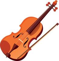 A violin with a bow is shown in a white background vector