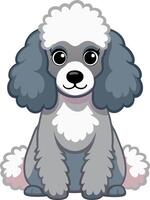 A cartoon dog with white and gray fur is sitting on a white background vector