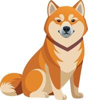 A cartoon dog with a red collar is sitting on a white background vector