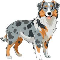 A dog with a tongue out is standing on a white background vector