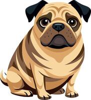 A cartoon dog with a black nose and brown fur is sitting on a white background vector