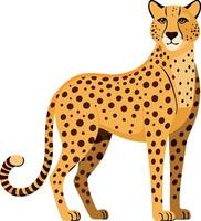 A cartoon cheetah stands in front of a white background vector