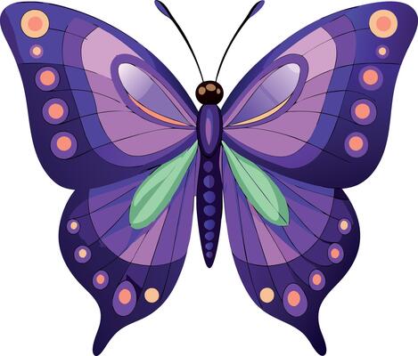 A purple and green butterfly with a green stripe on its hind wing