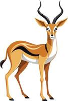 A deer with horns stands in front of a white background vector