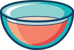 A bowl with a blue rim and a red base vector