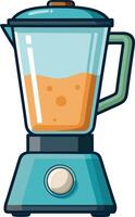 A blender with a glass pitcher and a green handle vector