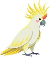 A yellow and white parrot with a large, colorful beak and a large, colorful head vector
