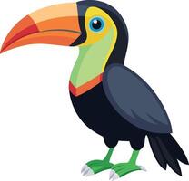 A colorful bird with a red beak and yellow feet stands on a white background vector