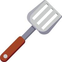A spatula with a wooden handle is shown in a white background vector