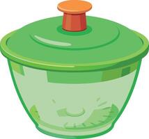 A green container with a red lid and a white clock on the side vector