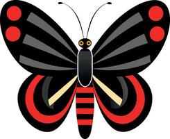 A black and red butterfly with red spots on its wings vector