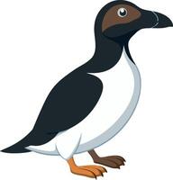A penguin with a black beak and white feathers vector