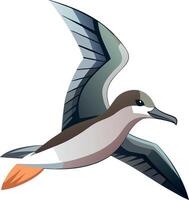 A bird is flying in the sky with its wings spread wide vector