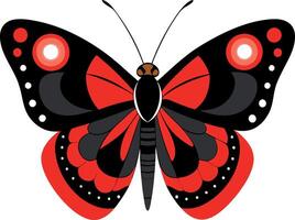 A red and black butterfly with white dots on its wings vector