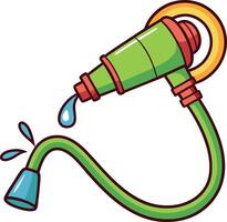 A green hose with water coming out of it vector
