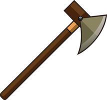 A wooden axe with a brown handle and a black tip vector